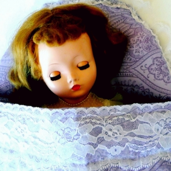 Doll Bedding Sleeping Bag Lavender Paisley Cotton Fabric Lace Details - Picture 1 of 5